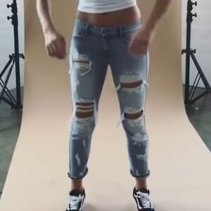 Eunina Light Blue Distressed Straight Leg Jeans